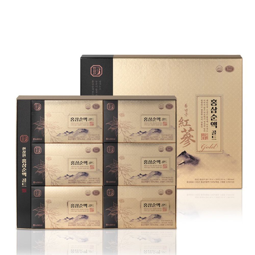 [NH NongHyup Hansamin] Red Ginseng Pure Gold (Renewal) 70ml × 30 Pouches_ Premium Liquid Red Ginseng for Immune Support and Health Management – Made in Korea